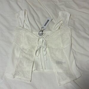 Garage Flyaway Lace Rib Top